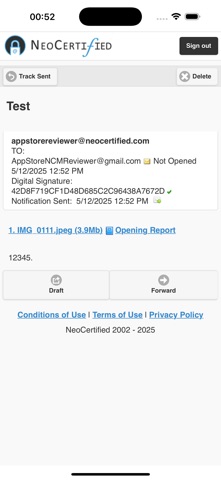 NeoCertified Secure Email iPhone screenshot