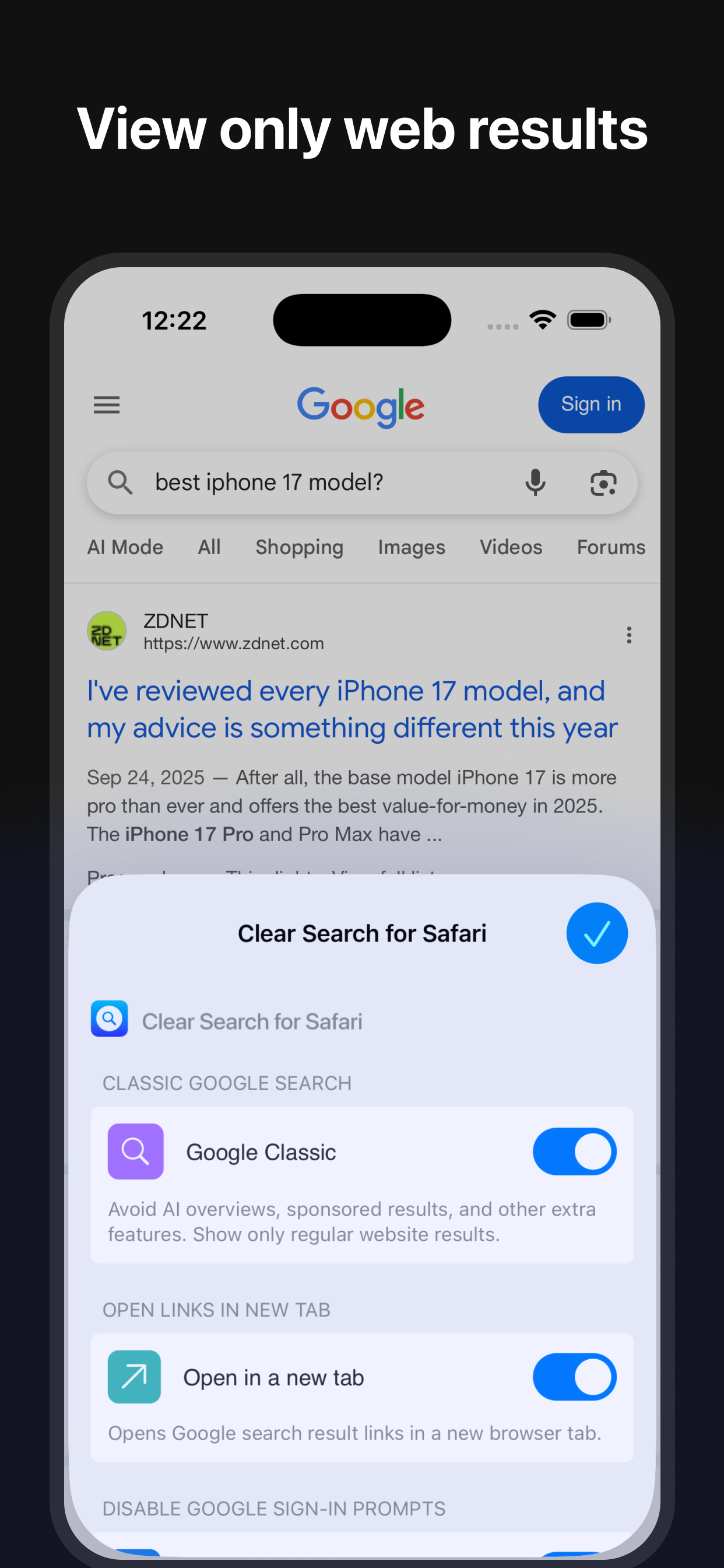 Clear Search for Safari