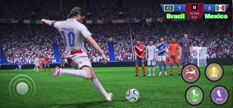 Dream Soccer League 2026 - 緊迫感あふれるフリーキックの場面が描かれており、詳細な選手モデルとスタジアムの雰囲気がリアルなゲーム体験を提供します。