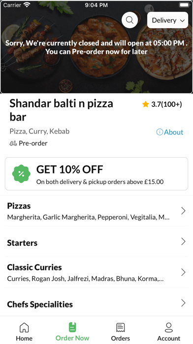 Shandar balti n pizza bar Screenshot