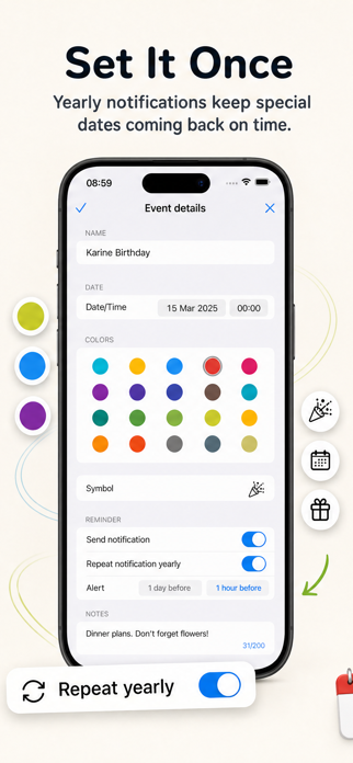 Birthday Countdown – Evena Screenshot 2 of 4