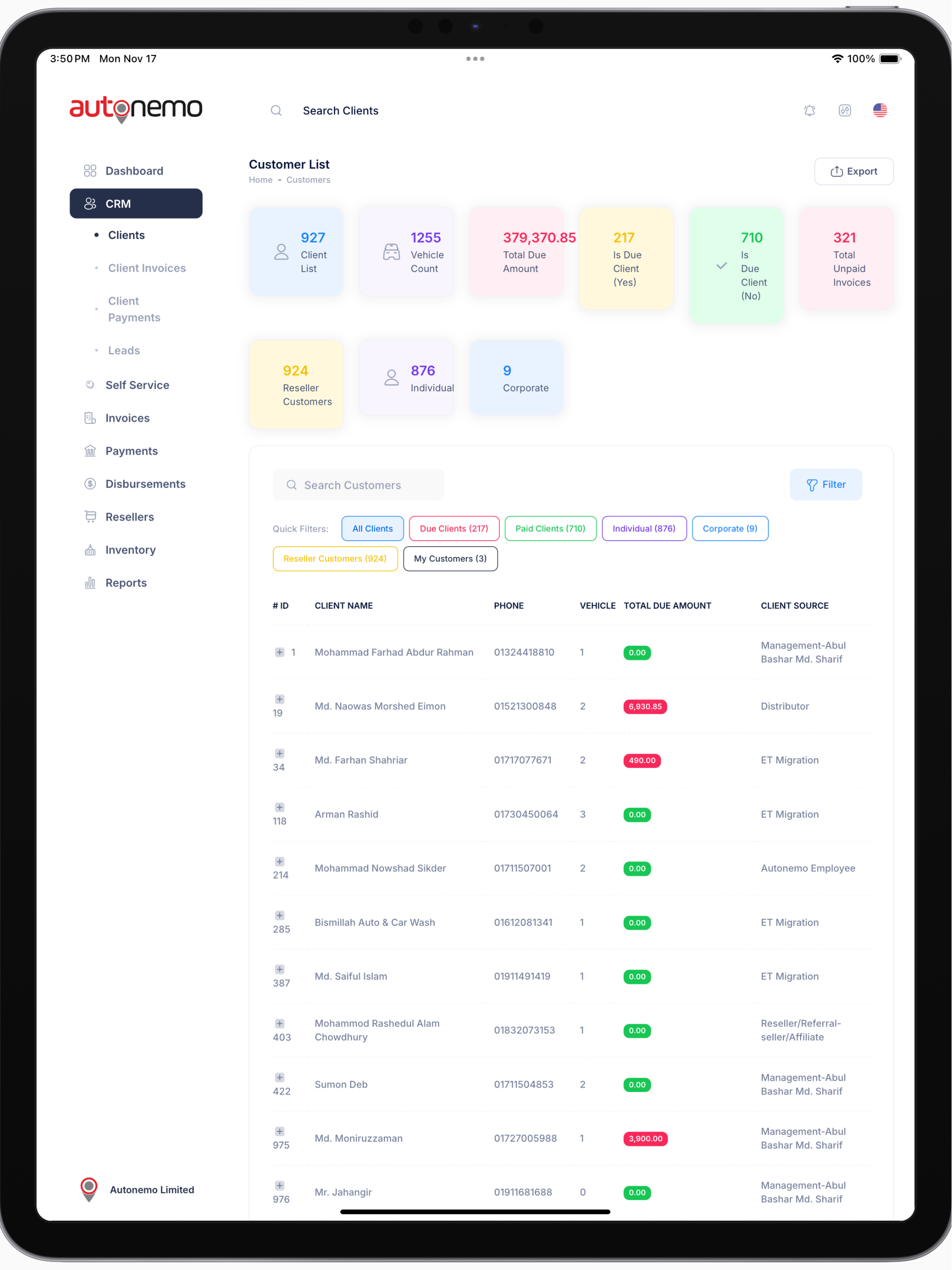 Autonemo Dealer App