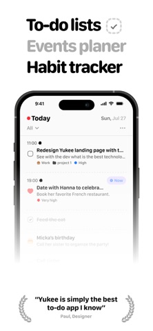Yukee simple todo list tracker iPhone screenshot