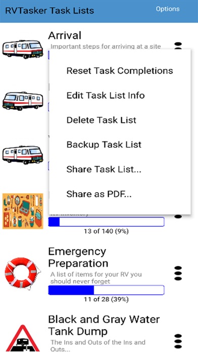 RV Tasker Easy Checklists Screenshot