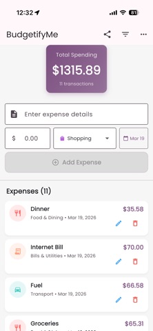 BudgetifyMe screenshot