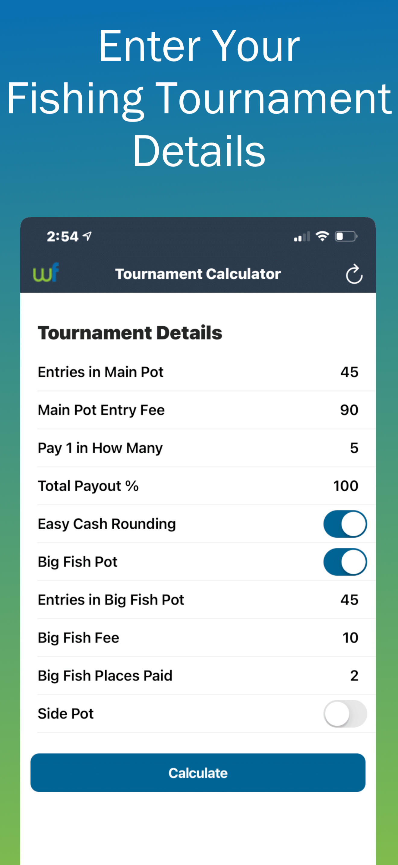 Weighfish Tournament Calc