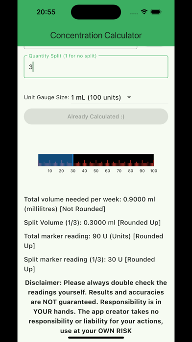 Concentration Calc Screenshot