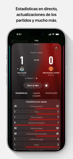 Captura de pantalla de Apple Sports en iPhone 3