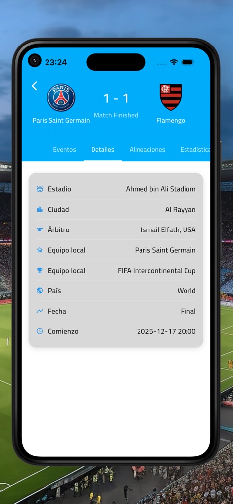 Futbol Argentina - EN VIVO - Get extensive match details, including the specific stadium and referee information, providing a full overview of each game.