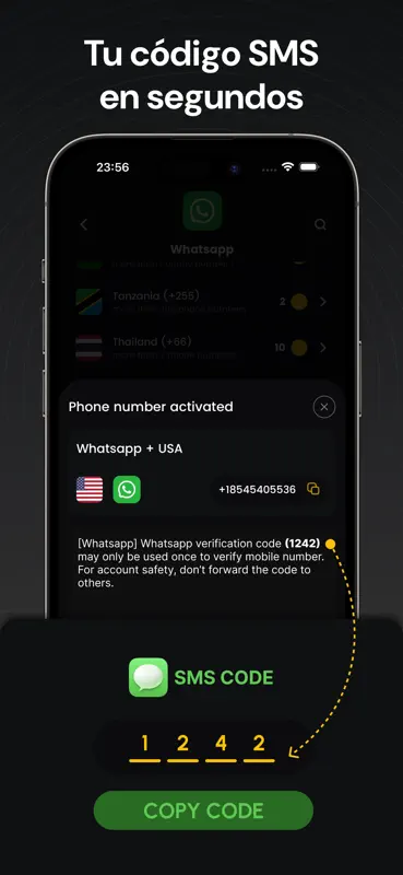 Número verificación SMS GetSMS screenshot 1 of 4