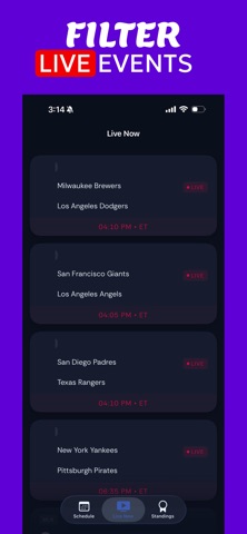 Live Stream Schedule for MLB Screenshot 3 of 4