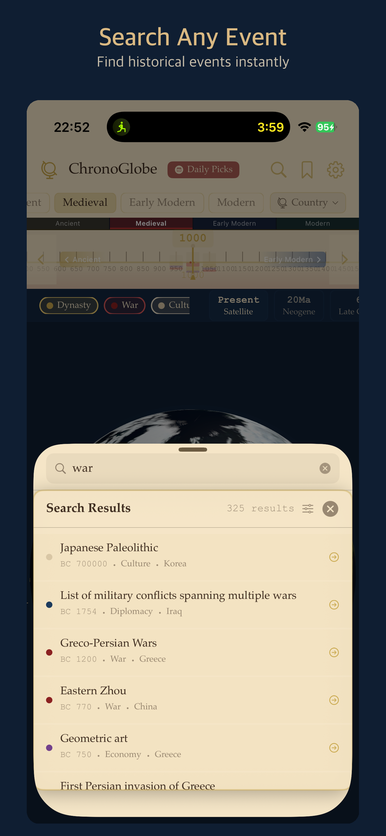ChronoGlobe - History on Globe
