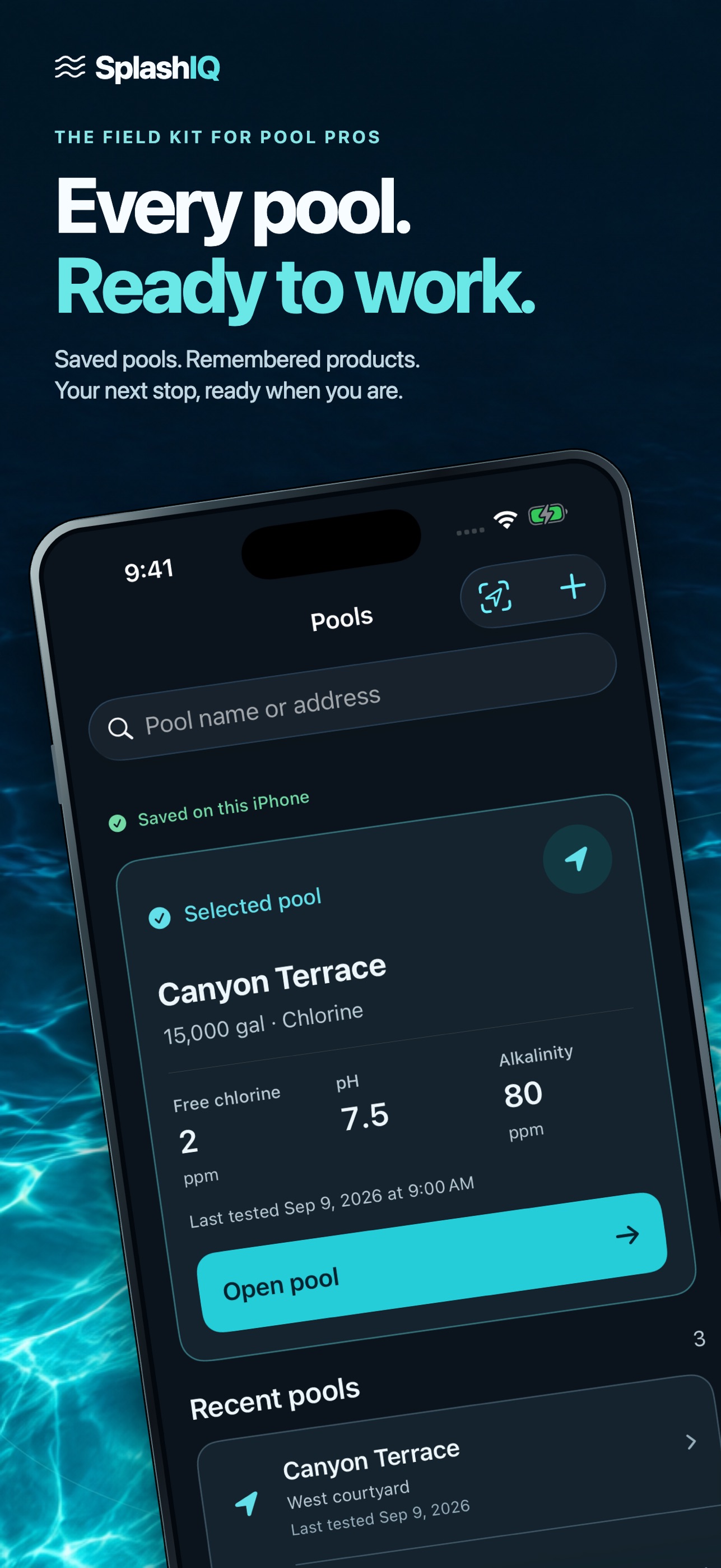 Screenshot 1 of SplashIQ Pool Care