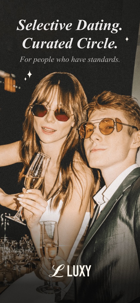Luxy - Selective Dating App - The app introduces users to a curated community of like-minded individuals, emphasizing exclusive social circles and high standards for potential partners.