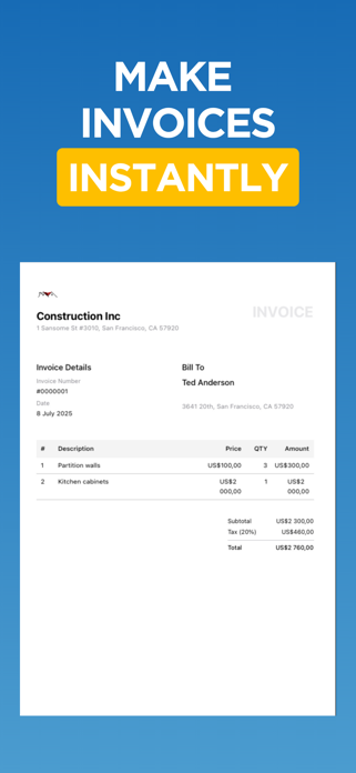 Invoice Maker, Simple Estimate Screenshot 1 of 5