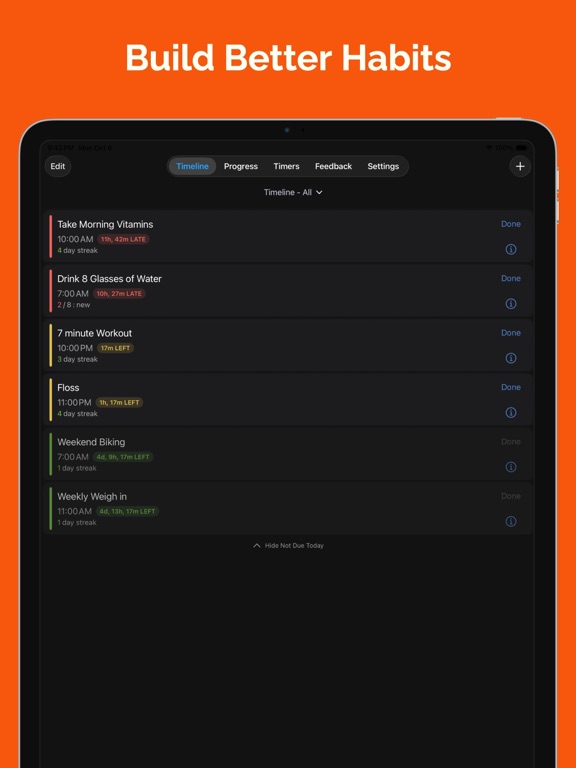 Habit Hub: Routine & Schedule iPad screenshot 1 - Productivity app