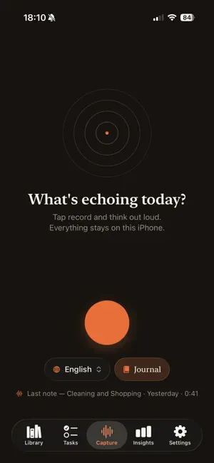 Ecoa — Private AI Voice Notes screenshot 1