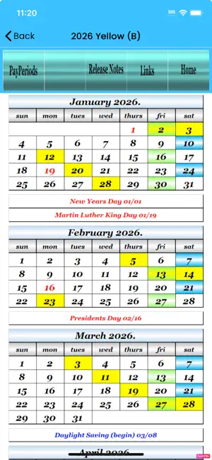 2026 USPS ColorCal Calendar screenshot 2