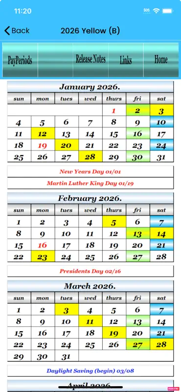 2026 USPS ColorCal Calendar screenshot 2 of 3