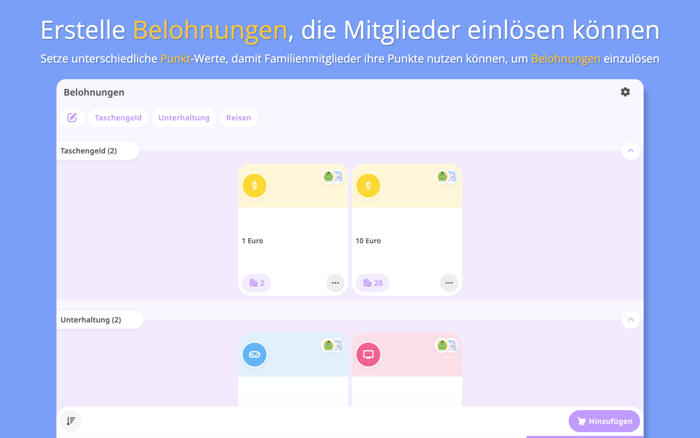 Familienbelohnungen Tabelle