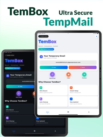Temp Mail: TemBox Email iPad screenshot