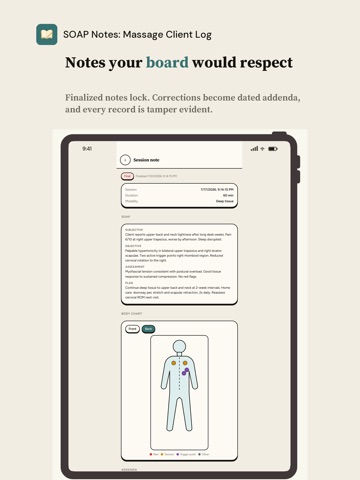 SOAP Notes: Massage Client Log iPad screenshot