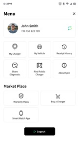SPIN EV Charging App screenshot