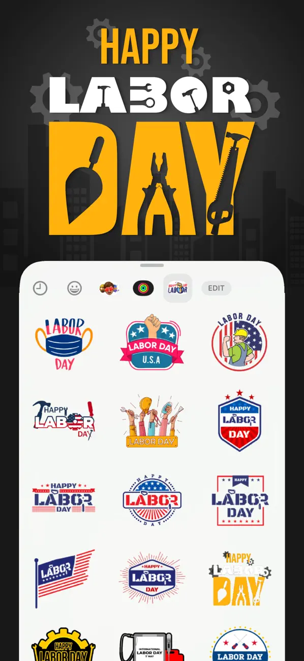 Screenshot #1 pour USA Labor Day Stickers Emojis