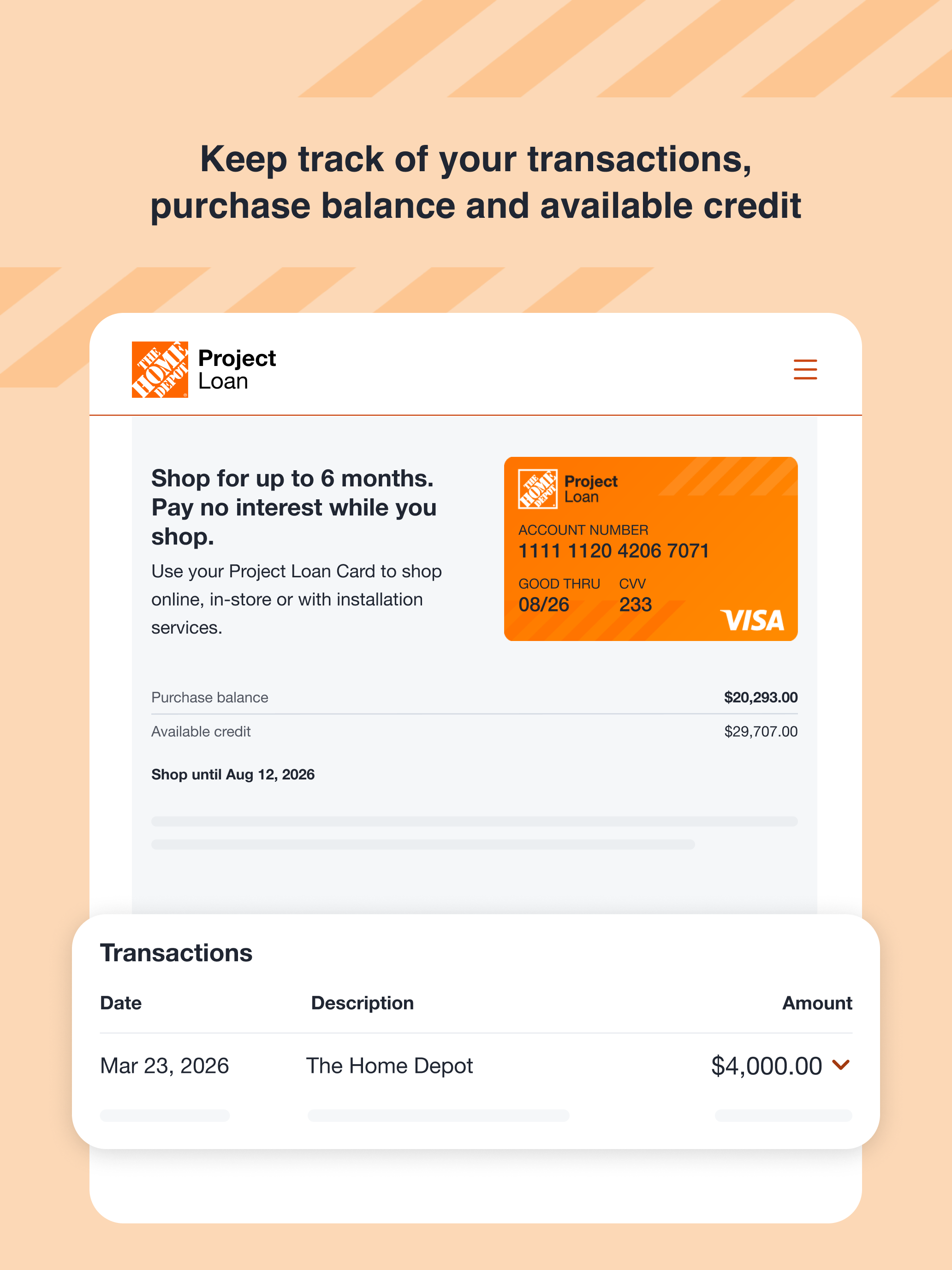 The Home Depot Project Loan