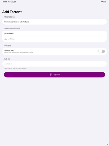 Transmission Pocket iPad screenshot
