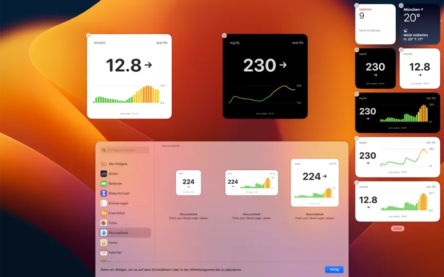 Capture d'écran de GlucoseDesk sur iPhone 7