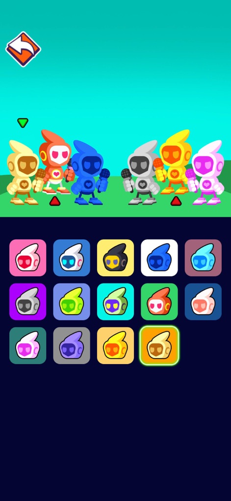 Beat Duet - This screen highlights the character selection interface, presenting various character designs and their corresponding highlighted selection box.