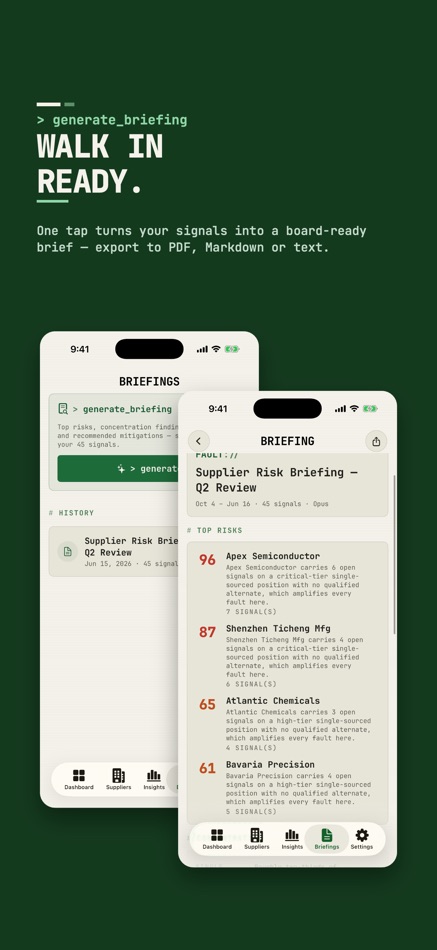 #7. Supply Chain Risk FAULT Ai+ (iOS) Por: Aneesh Pradeep