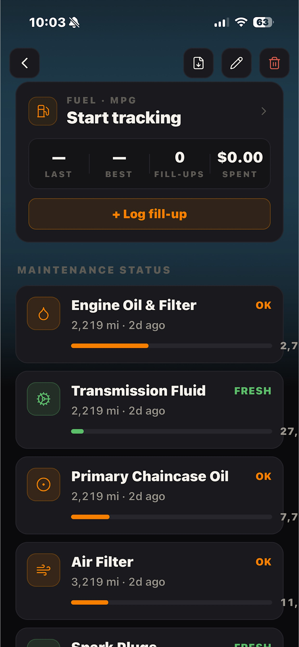Moto-Maintenance Log