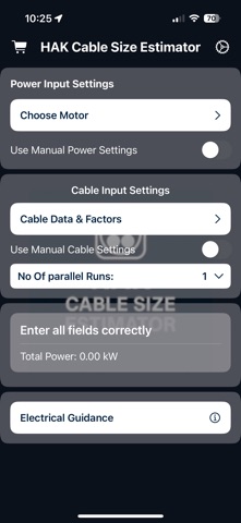 HAK Cable Size Estimator Screenshot 6 of 8
