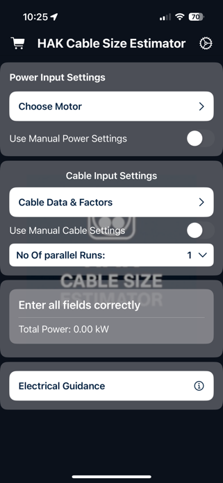HAK Cable Size Estimator Screenshot 6 of 8