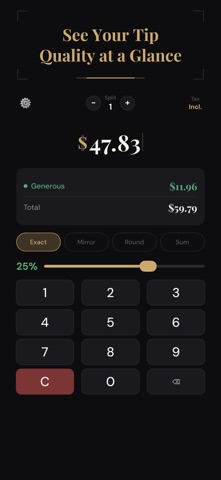 TipNoir — 小费计算器 screenshot