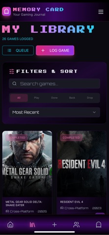 Memory Card: Gaming Journal screenshot