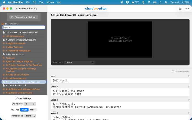 ChordProEditor [C] screenshot