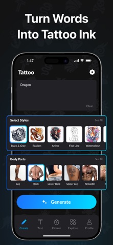TattAI ~ AI Tattoo Generator ® iPhone screenshot