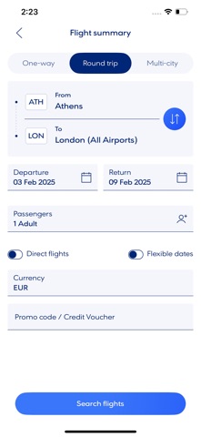 Aegean Airlines screenshot