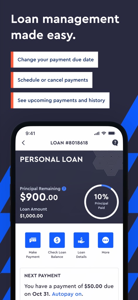 Avant - The app offers a clear breakdown of personal loan status, highlighting the principal remaining and the percentage of principal paid.