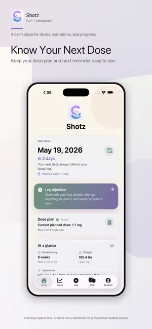 Shotz: GLP-1 Dose Tracker screenshot 1