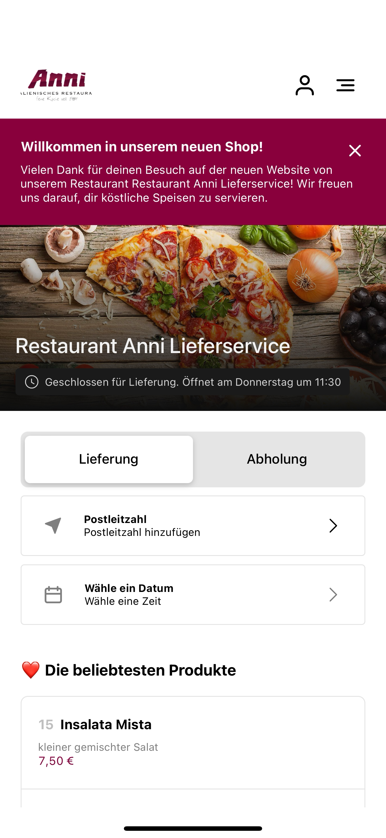 Restaurant Anni Lieferservice