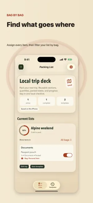 Carrywise Packing Lists screenshot 1