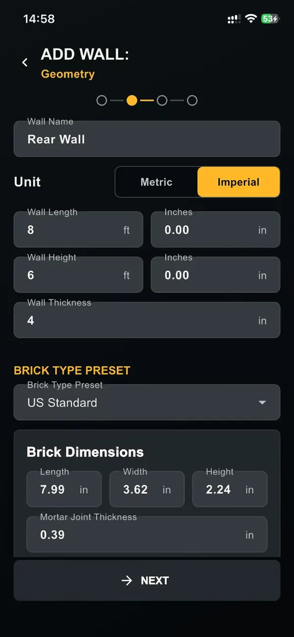 Screenshot #2 pour Brick Wall Calculator Pro