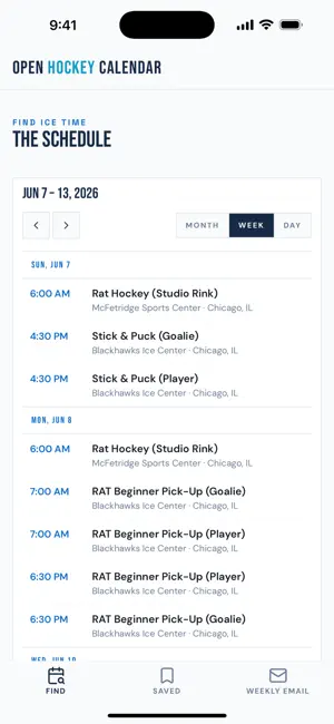 Open Hockey Calendar screenshot 3
