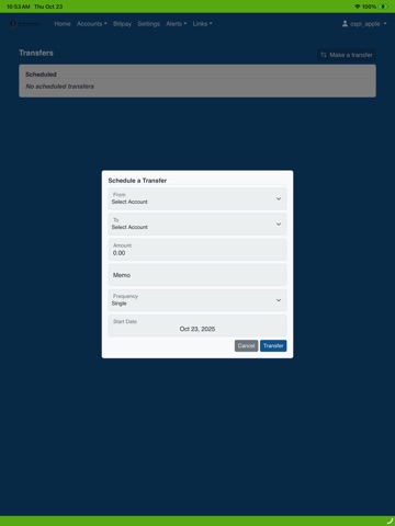 The Hamilton Bank iPad screenshot