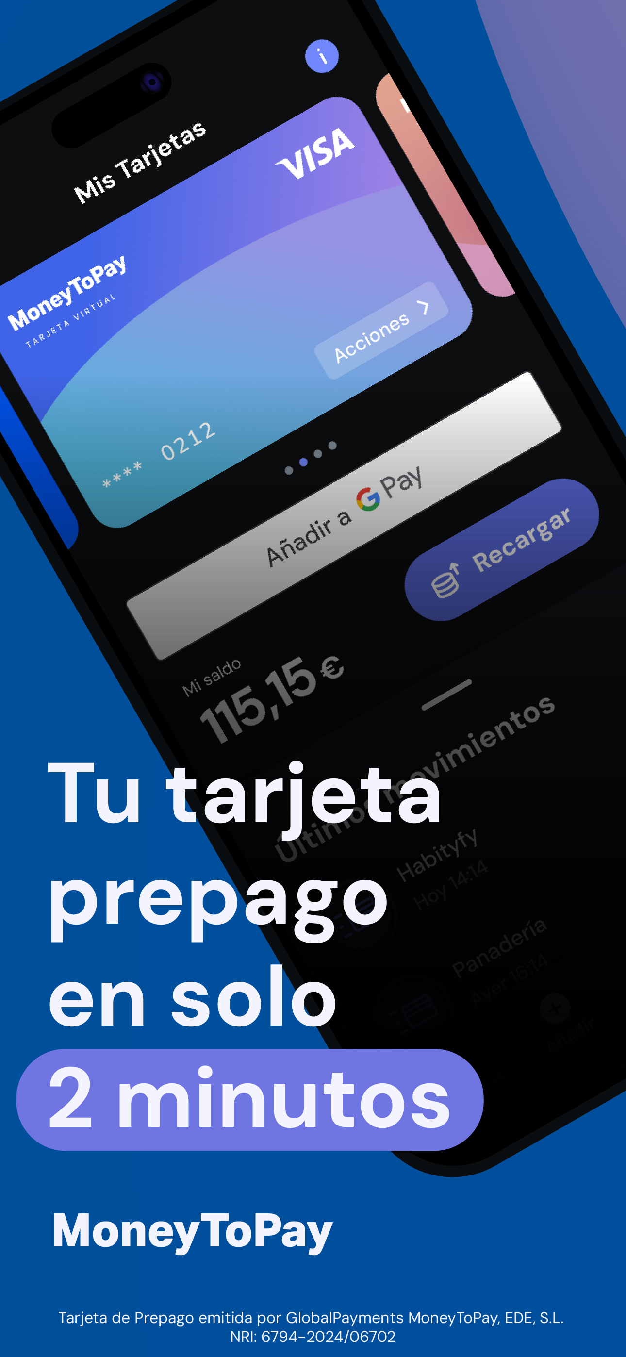 MoneyToPay · Tarjeta Prepago