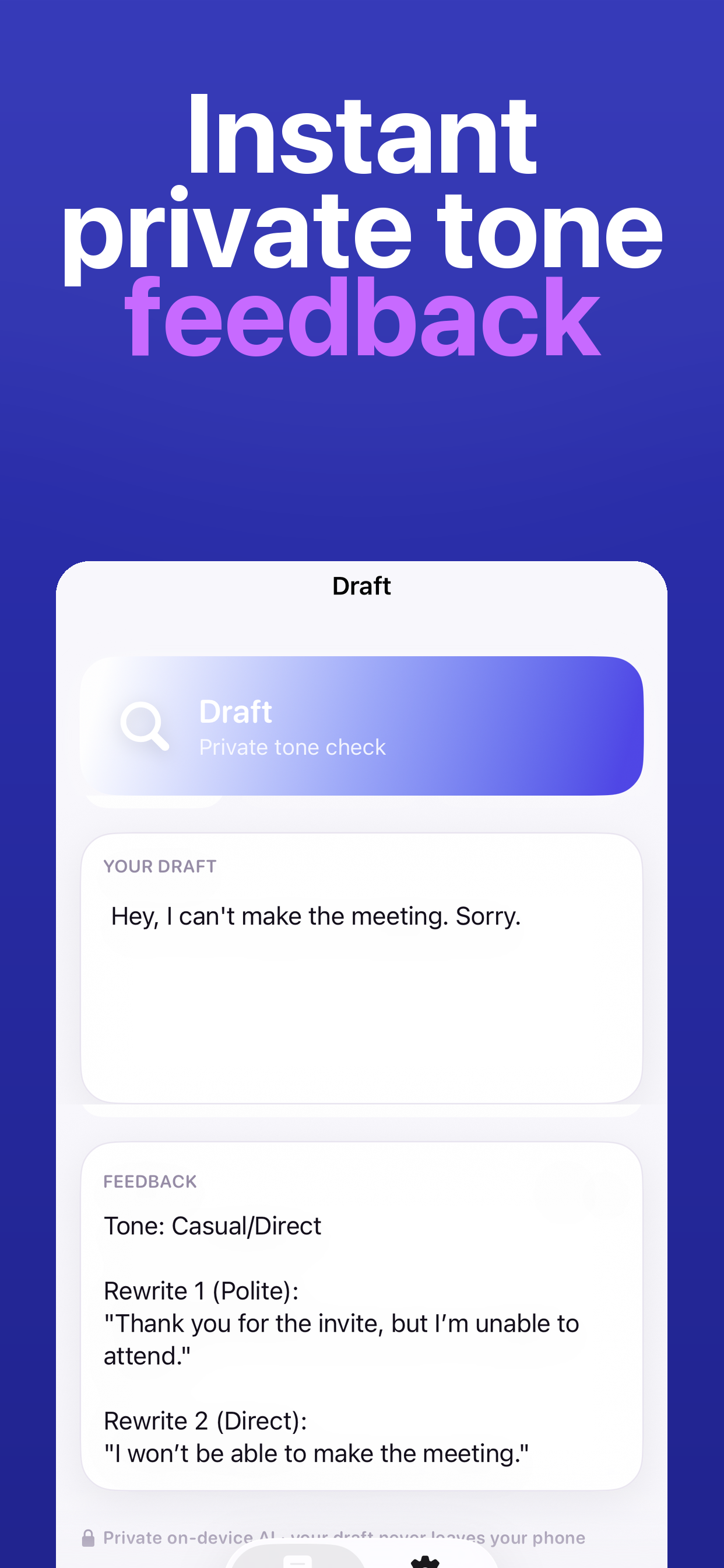 Draft: Private Tone Check screenshot 3